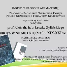 Wykład gościnny i spotkanie z prof. Leszkiem Żylińskim (UMK) / Gastvortrag und das Treffen mit dem Prof. Leszek Żyliński (Nikolaus-Kopernikus-Universität)
