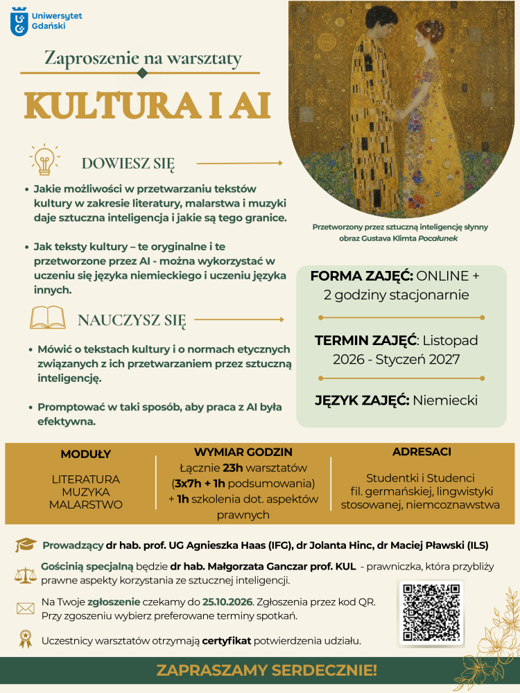 Plakat informujący o warsztatach