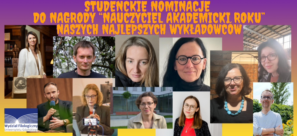 12 nauczycieli akademickich z Filologicznego UG nominowanych przez studentów do nagrody Nauczyciel Akademicki Roku
