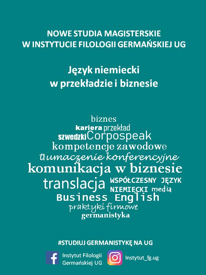 plakat informujący o nowej specjalności język niemiecki w przekładzie i biznasie