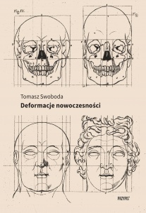 Beżowa okładka, a na niej cztery staroświeckie szkice zdeformowanych czaszek i twarzy