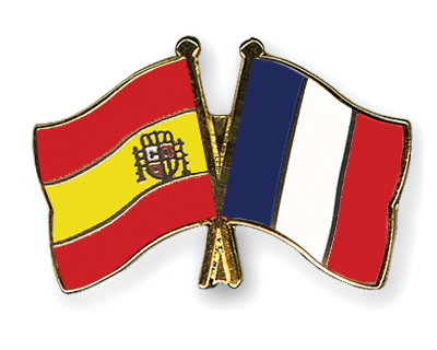 flaga hiszpańska i francuska