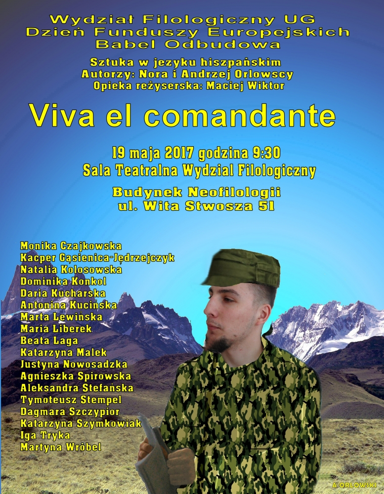 Plakat promujący wydarzenie Viva el comandante, 19 maja, Wydział Filologiczny, , godzina 9.30