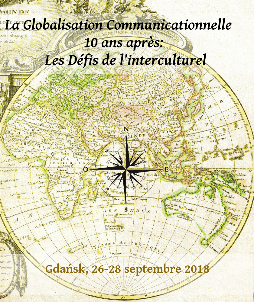 plakat konferencji z tytułem i datami (26-28 września) na tle starej mapy świata