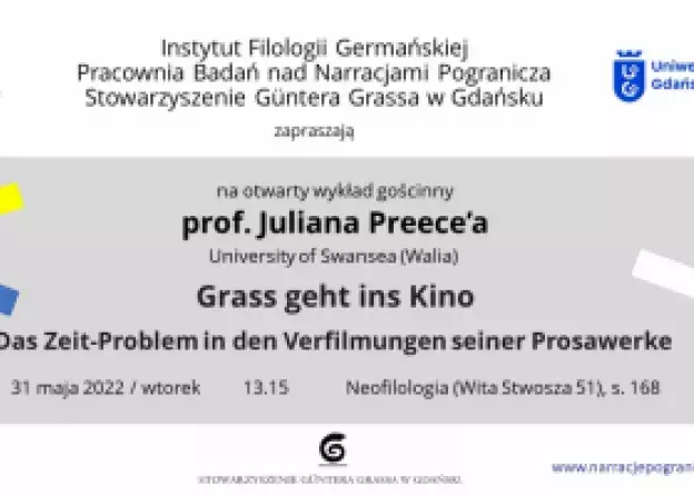 Wykład gościnny prof. Juliana Preece’a "Grass idzie do Kina. Problem czasu w ekranizacjach…