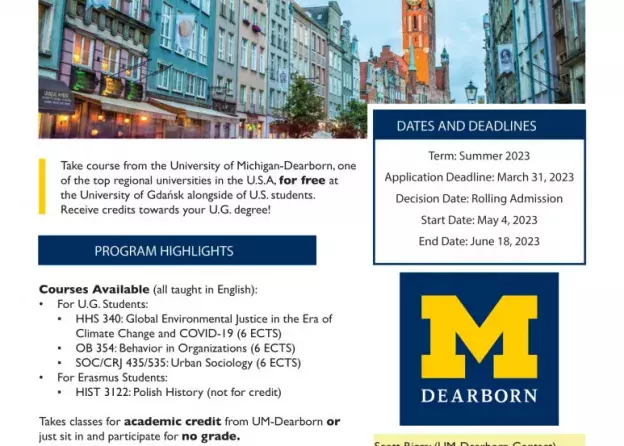 UM-Dearborn Guest Student Application for University of Gdańsk Students