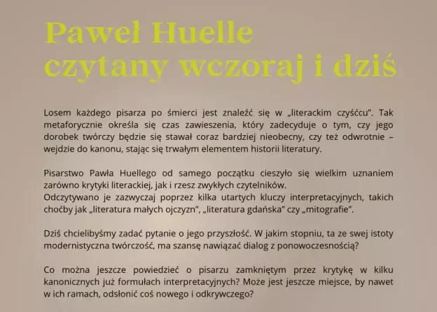 Trwa nabór do kolejnego numeru "Jednak Książek" poświęconego Pawłowi Huelle