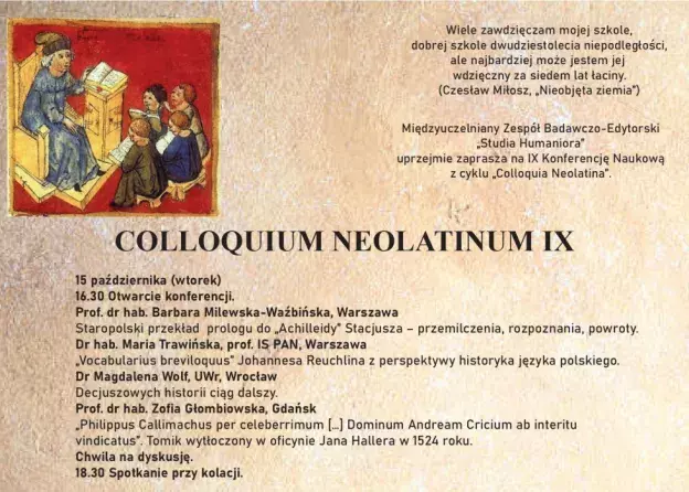 Konferencja IX Colloquium Neolatinum