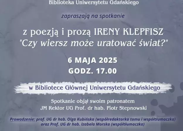 Spotkanie z poetką i pisarką Ireną Klepfisz w BUG