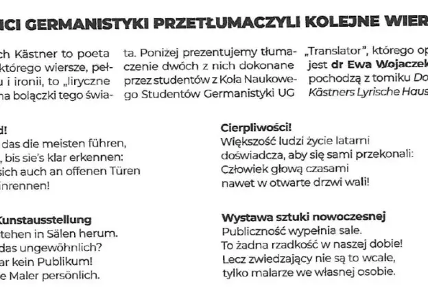 Koło "Translator" tłumaczy kolejne wiersze