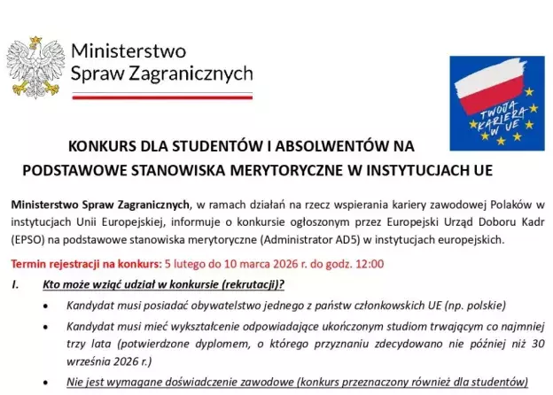 Konkurs Europejskiego Urzędu Doboru Kadr (EPSO)…
