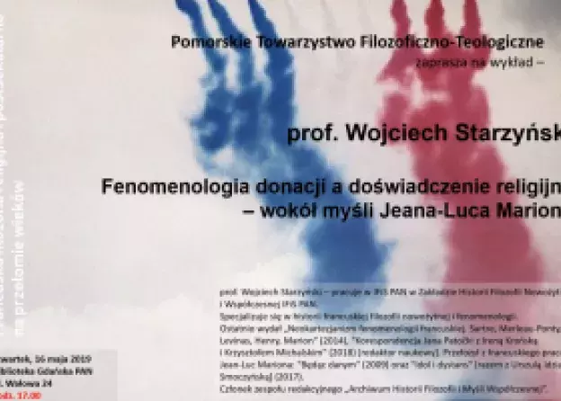 Wykład Pomorskiego Towarzystwa Filolzoficzno-Teologicznego: prof. Wojciech Starzyński